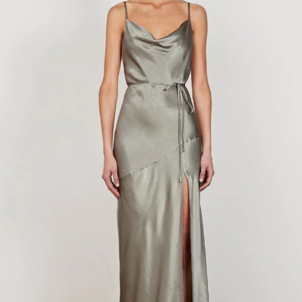 SHONA JOY LA LUNE BIAS COWL MAXI DRESS - SAGE - Picture 1 of 5